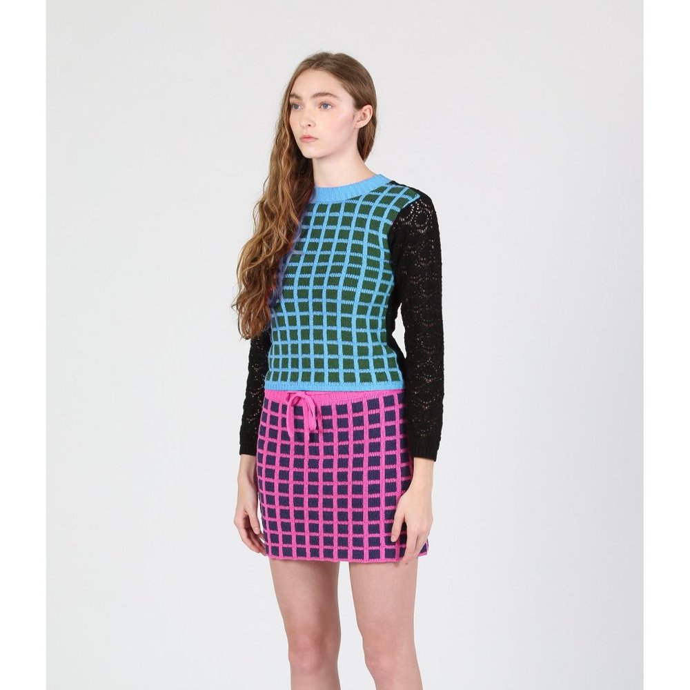 NWT Rachel Comey lando grid boucle pink knit skirt